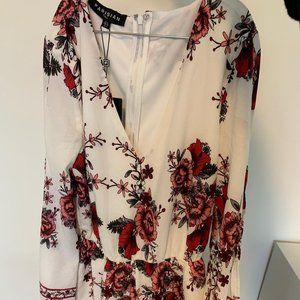 Long Sleeve Paisley Floral Print Romper